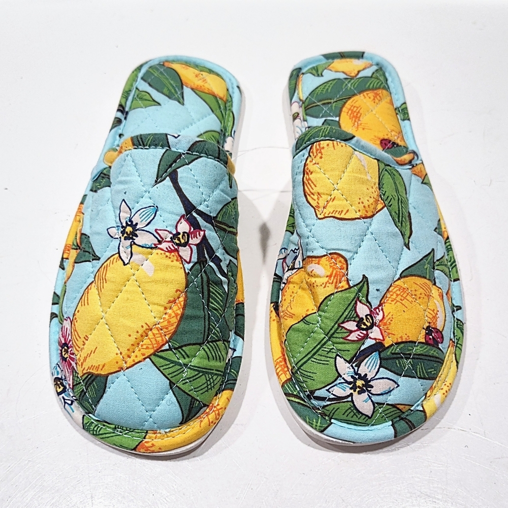 Vera Bradley Lemon Grove Slip On Slippers Womens S 5-6 Comfort Mules